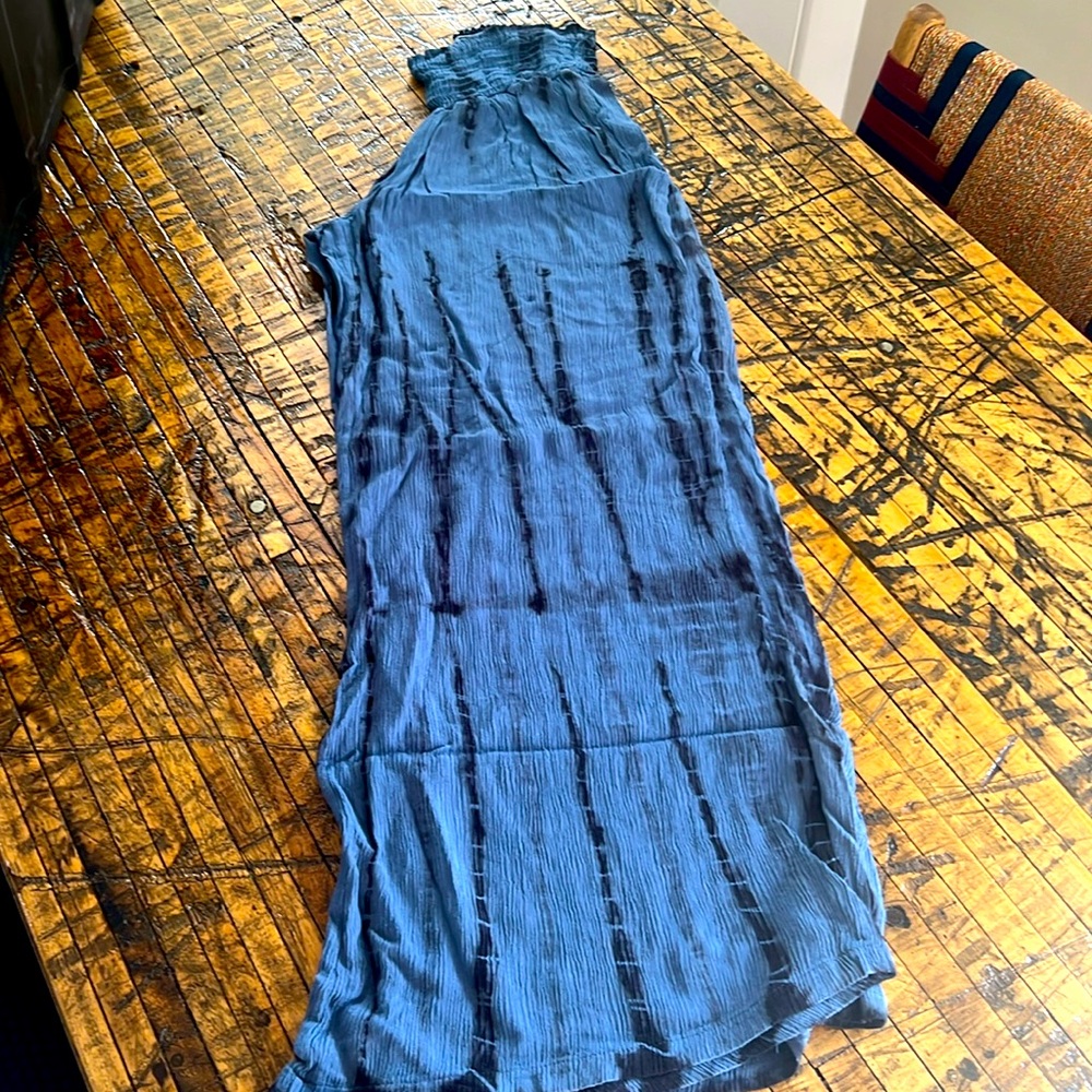 Blue & Black Smocked Tie Dye Palazzos